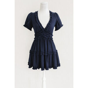 Altar’d State Dress S Navy Coastal Western Flair Boho Cottagecore Romantic EUC